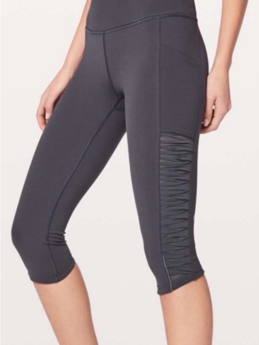 lululemon athletica Charcoal Cropped Ruched Side Pocket Capris